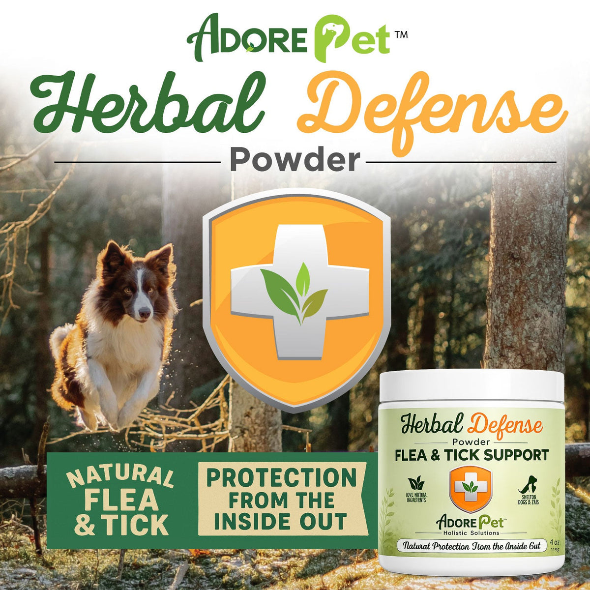 Polvo Herbal Repelente de Pulgas y Garrapatas – Adore Pet