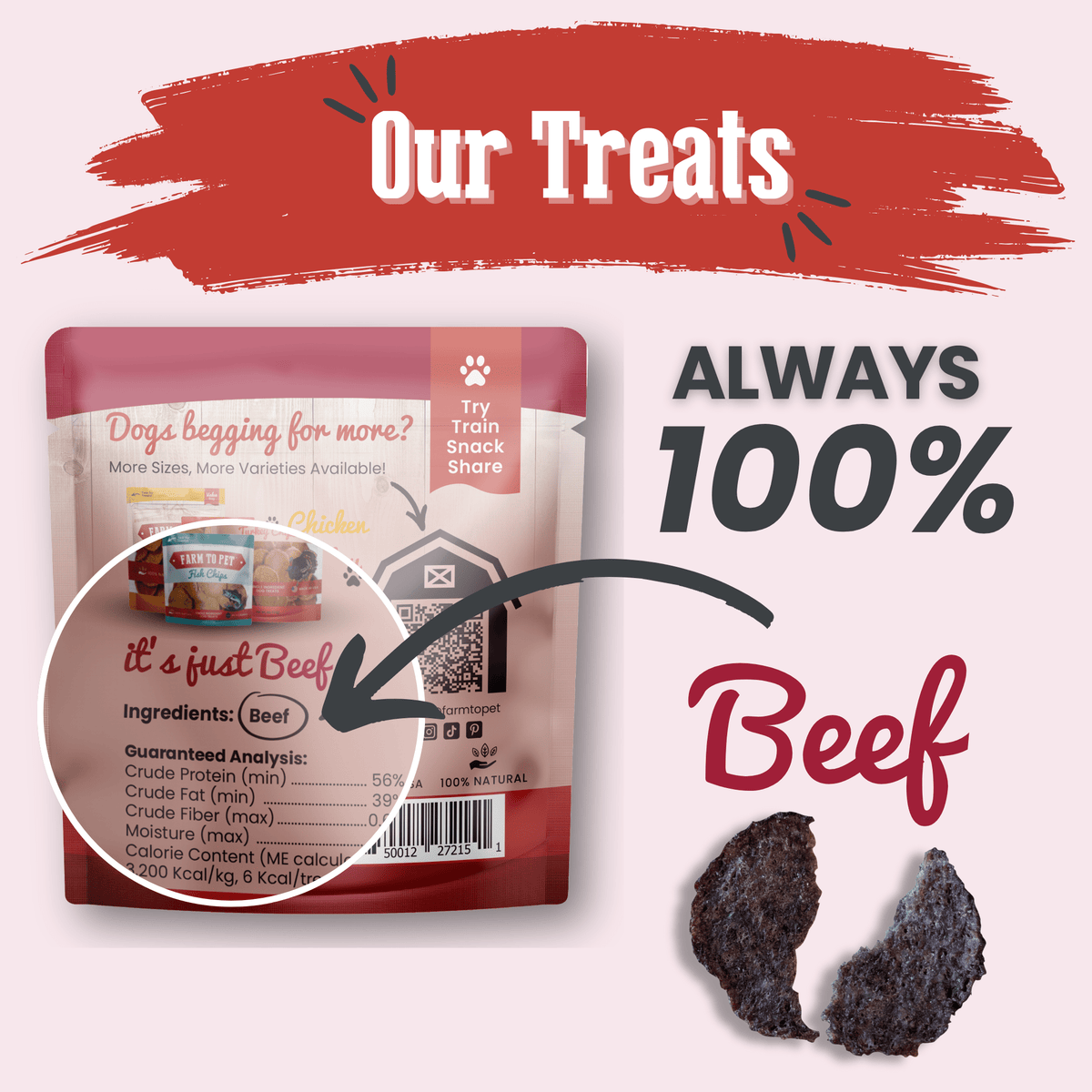 Snack Packs de Chips de Res para Perros y Gatos